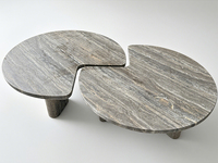 Table basse de style farmhouse durable et mobile avec plateau en marbre et structure en métal