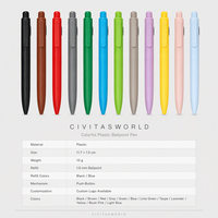 Pulpen Klik Ultra Ringan 10g ABS 1.0mm 12 Warna Logo Kustom Promosi Grosir