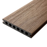 Plancher extérieur composite HDPE WPC, imitation bois brossé moderne, à trous ronds, pour terrasse australienne