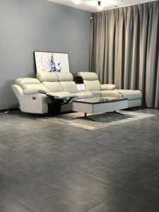 Juego de Sofás Reclinables de Tres Plazas, Multifuncional, de Cuero Genuino, Extensible, Moderno, para Sala de Estar - Product Image 3