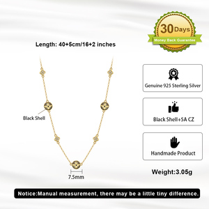 عقد قلادة من الفضة الإسترليني S925 gn64 من RINNTIN gn64 بسعر الجملة S925-5A CZ بأربع أوراق برسيم - Product Image 5