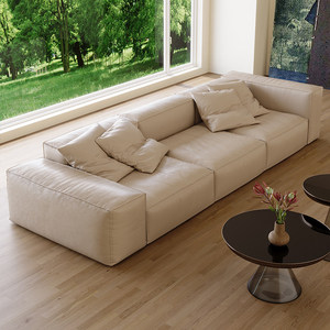 Canapé cube trois places en cuir véritable, style minimaliste italien, accoudoirs hauts et <span class=keywords><strong>bas</strong></span>, design moderne, rangée droite, pour salon, amovible - Product Image 2