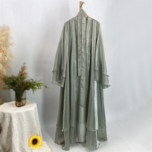 1432 # nuovo 2025 di moda Abaya abbigliamento donna raso lucido due strati aperto Abaya Dubai Cardigan Eid Ramadan Robe all'ingrosso - Product Image 6