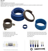 1/0 Gauge 100% kuat, Kit kabel Amp OFC 0 GA Audio mobil