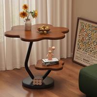 Table basse ronde européenne moderne avec plateau en bois massif et étagère de rangement, design simple, durable, meubles de salon, par DELANTO