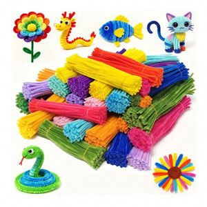 Kit d'art DIY : Matériel de nettoyage de tuyaux en velours de 10 mm pour projets éducatifs créatifs faits à la main et décorations colorées en nettoyage de tuyaux - Product Image 1