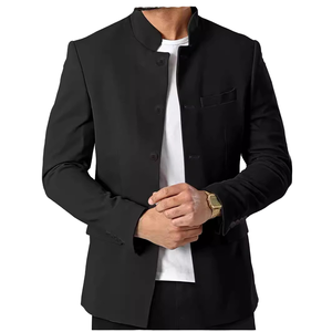 Costume pour homme en polyester, coupe slim, col à revers, simple boutonnage, grande taille, style chic décontracté, pour marié, mariage, smoking, avec perles sur le devant - Product Image 1