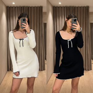 Vestidos Casuales para Mujer 2025-2026, Top Corto con Lazo y Dobladillo Festoneado, Nuevo, Alta Calidad, Precio Bajo al por Mayor, MOQ Alto - Product Image 3