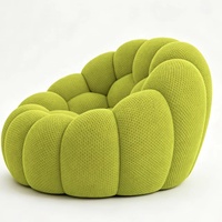 Fauteuil lounge design canapé bulle, tissu tricoté nid d'abeille 3D, mousse moulée, structure monobloc, fauteuil design vert citron