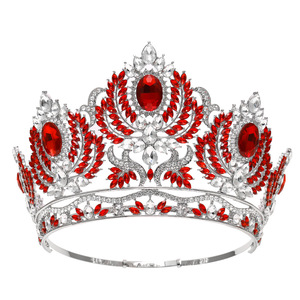 Grande <span class=keywords><strong>couronne</strong></span> de princesse élégante et colorée en strass, réglable, pour concours de beauté pour adolescentes, anniversaires, mariages - Product Image 1
