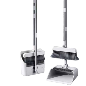 阳光家庭办公室二合一钢扫帚和塑料头扫帚，带180度可旋转宠物材料支架簸箕组合套装 - Product Image 4