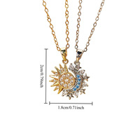 Meilleure Vente : Ensemble de Bijoux Magnétiques Soleil et Lune pour Couple, Collier et Bague en Zircon, Chaîne Superposée Tendance, Cadeau d'Amitié pour Hommes et Femmes