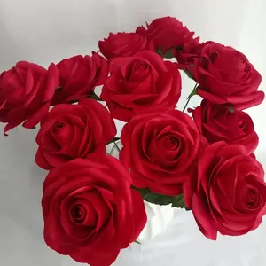 China Factory Gute Qualität billige Papier blume Real Touch Rosen kopf Rote Rose Hochzeits dekoration Großhandel Papier blume