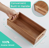 Panier de rangement pour salle de bain en bois d'acacia - Panier à papier toilette avec poignée pour l'arrière du réservoir de toilette