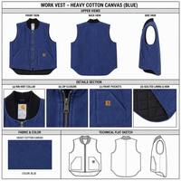 Gilet de travail en toile de coton pour hommes, col côtelé, fermeture éclair, doublé, sans manches, style vintage, personnalisable avec logo – Vente en gros