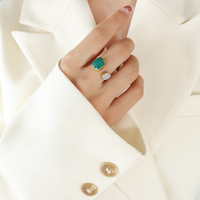 Nieuwe Hot Sale Kleurrijke Emaille Open Ring Mode PVD18k Goud 316L RVS Geometrische Sieraden