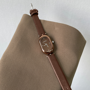 Montre à quartz ovale pour femme CILOA, bracelet en cuir marron, verre minéral étanche, montre-bracelet, cadeau - Product Image 3