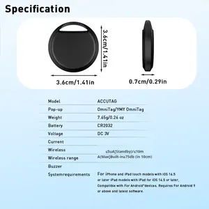 Traceur GPS intelligent double système certifié MFi Google, mini localisateur <span class=keywords><strong>de</strong></span> clés avec buzzer intégré, <span class=keywords><strong>partage</strong></span> multi-utilisateurs, garantie 1 an - Product Image 5