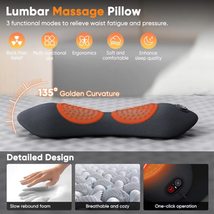 Cojín Masajeador <span class=keywords><strong>Lumbar</strong></span> Recargable, Almohada de Soporte para Alivio del Dolor, Dispositivo de Tracción, Soporte <span class=keywords><strong>Lumbar</strong></span> - Product Image 2
