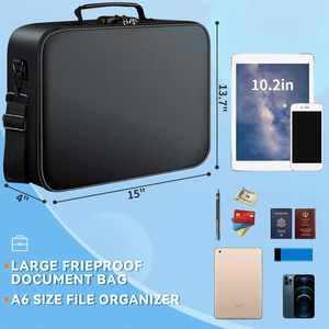 Boîte de rangement pour documents ignifuge portable à grande capacité, 5 couches, sac de rangement pour documents portable avec serrure pour organiser les documents importants - Product Image 3
