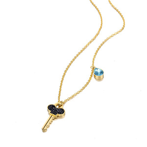 Collar con colgante de gota de agua para mujer, collar con incrustaciones de diamantes de alto sentido que combina con todo, collar de accesorios de venta caliente - Product Image 4