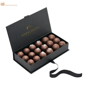 Fournisseur personnalisé vente en gros emballage en papier de bonbons sucrés mariage truffe chocolat boîte magnétique avec insert