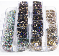 Kit de 12 grilles de strass pour ongles, best-seller, avec cristaux AB, perles, billes en acier et diamants en verre, pour la décoration d'ongles