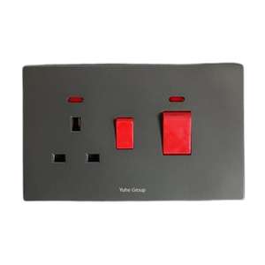 British Standard Universal 2 USB A/C 6-Pin PC Brushed Touch Panel Modern <b>Wall</b> Household Neon <b>Light</b> Power <b>Switch</b> Socket - Product Image 1