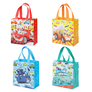 Sac fourre-tout en non-tissé écologique à motif de voiture de dessin animé, avec logo imprimé par sérigraphie, pour la vente en gros, l'emballage de cadeaux, les bonbons, les fêtes et le shopping - Product Image 1
