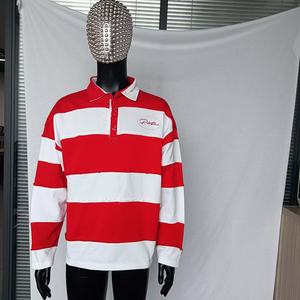 T-shirt con stampa digitale personalizzata t-shirt con scollo a V t-shirt a <span class=keywords><strong>righe</strong></span> <span class=keywords><strong>bianche</strong></span> a maniche lunghe con logo personalizzato per uomo - Product Image 2