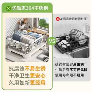 Stainless Steel Dish Rack L Size With Tray Quick Dry Countertop Kitchen Draining <b>Basket</b> Square Shape - Product Image 4