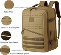 Sac à dos de voyage grande capacité, sac à dos de cabine avec système MOLLE découpé au laser, résistant aux éclaboussures, pour ordinateur portable