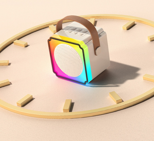 Mini haut-parleur Hi-Fi actif à double microphone avec éclairage LED RGB, 2 microphones sans fil pour chanter du karaoké, audio Hi-Fi, cadeaux Hi-Fi - Product Image 1