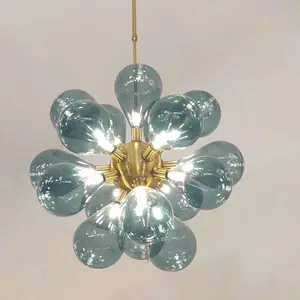 D1009 Modern Art Chandelier LED Blue Glass Pendant Light Indoor Decorative Hanging Pendant Lamp