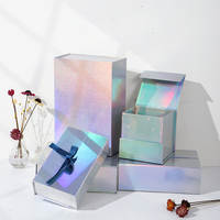 Prêt À Expédier Bas Quantité Minimale De Commande En Gros de Haute Qualité Logo Personnalisé Papier Emballage Magnétique Couvercle Cadeau Pliable Boîte Holographique Avec Ruban