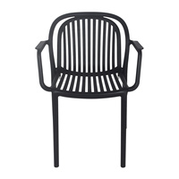 Fauteuil monobloc en plastique PP, dossier incurvé à lattes verticales, empilable, pour salle à manger, café, terrasse, restaurant en extérieur