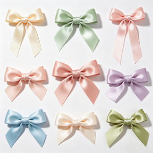 Nœud en ruban satiné macaron minimaliste, vente en gros, nœud personnalisé pour boîte cadeau de fête, baby shower, mariage, décoration de boîte à bijoux - Product Image 1