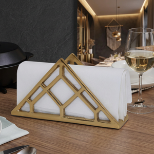 Geometric Gold Napkin Holder Modern <b>Table</b> Decor Free Standing Metal Design - Product Image 3