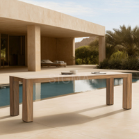 Ensemble de salle à manger en teck massif naturel de qualité supérieure, résistant à l'eau et aux UV, mobilier de jardin de qualité pour villa