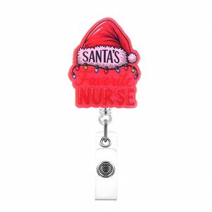 Vente en gros de porte-badges rétractables en acrylique, porte-badges en acrylique adorable Père Noël, porte-badges en acrylique arbre de Noël, porte-badges infirmière - Product Image 2