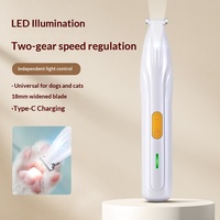 Tondeuse à poils pour animaux de compagnie en ABS à LED, 2 vitesses, lame de 18 mm, rechargeable par Type-C, pour toilettage des pattes de chiens et chats