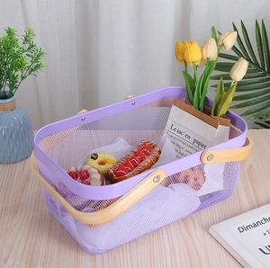 18L Large Capacity Eco-Friendly Gift <strong>Baskets</strong> with Rattan Wooden Metal Mesh Handle Portable Storage Containers Onion Potato - Product Image 6