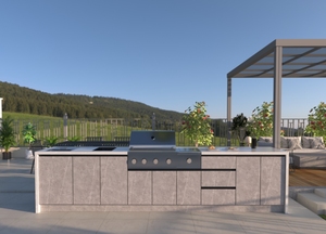 Ensembles complets modulaires modernes <span class=keywords><strong>d</strong></span>'armoires de cuisine <span class=keywords><strong>d</strong></span>'extérieur en acier petites armoires résistantes aux intempéries pour le jardin et la terrasse - Product Image 3