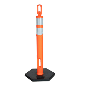 Poste Delimitador de Seguridad con Anillo Superior en T de PE Naranja, con Cinta Reflectante de Alta Calidad - Product Image 1
