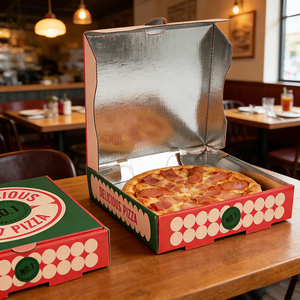 Cajas de Pizza Corrugadas con Revestimiento de Papel de Aluminio, Impresas Personalizadas, Ecológicas, en Varios Tamaños, Asépticas, con Laminación Mate y Grabado, Aptas para Alimentos, para Llevar - Product Image 2