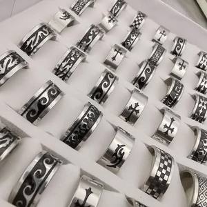 새로운 패션 도매 100가지 믹스앤매치 팬시 반지 (남녀공용 스테인리스 스틸 독창적인 반지 쥬얼리, 박스 포함) - Product Image 2