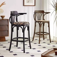Tabouret de bar pour la maison, dossier en bois massif, style rétro industriel américain, usage commercial, pour KTV, pieds hauts, mobilier de bar