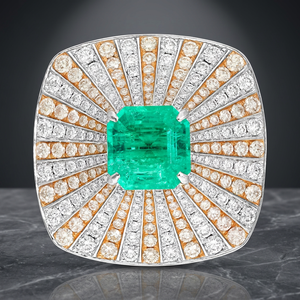 Luxury Women Emerald Cut <b>Cocktail</b> <b>Ring</b> 18K <b>Gold</b> Pave Diamond Geometric Statement Jewelry Party Fine <b>Ring</b> - Product Image 3