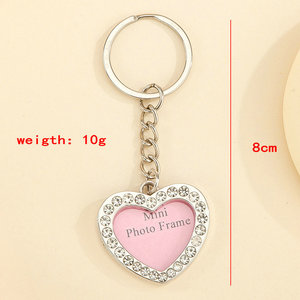 Mới Đến Ánh Sáng Sáng Tạo Sang Trọng Kim Cương Trái Tim Apple Sao Có Thể Đặt Hình Ảnh Khung Dễ Thương Vài Móc Chìa Khóa - Product Image 2