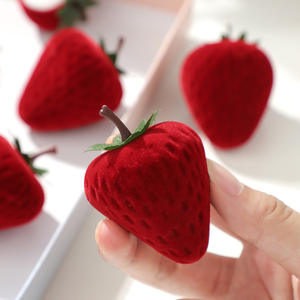 Hot Strawberry-Shaped Children's Cute Jewelry <b>Box</b> <b>Round</b> Flocking Storage Gift <b>Box</b> - Product Image 3